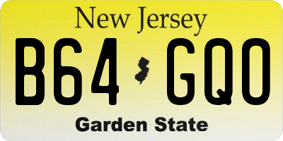 NJ license plate B64GQO