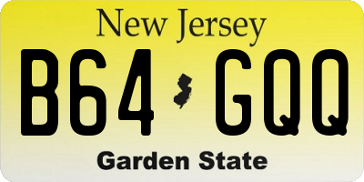 NJ license plate B64GQQ