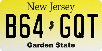 NJ license plate B64GQT