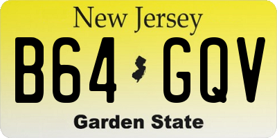 NJ license plate B64GQV