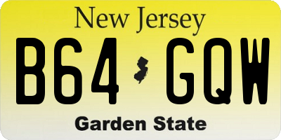 NJ license plate B64GQW