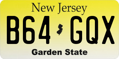 NJ license plate B64GQX