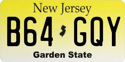 NJ license plate B64GQY