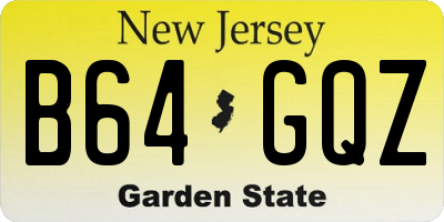 NJ license plate B64GQZ