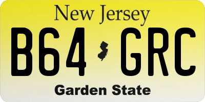 NJ license plate B64GRC