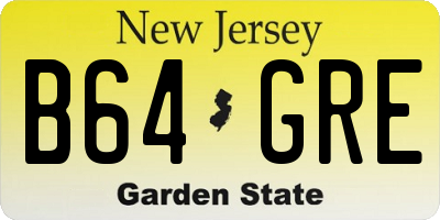 NJ license plate B64GRE