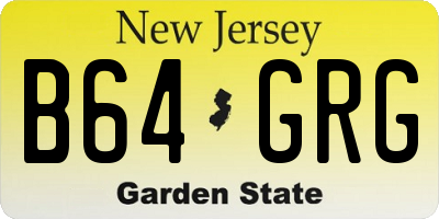 NJ license plate B64GRG