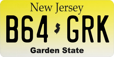 NJ license plate B64GRK