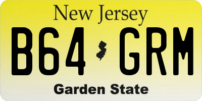 NJ license plate B64GRM