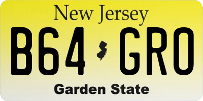 NJ license plate B64GRO