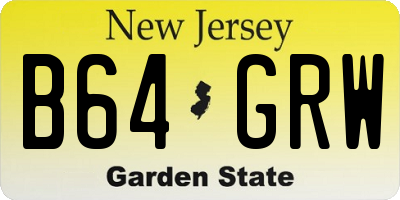 NJ license plate B64GRW