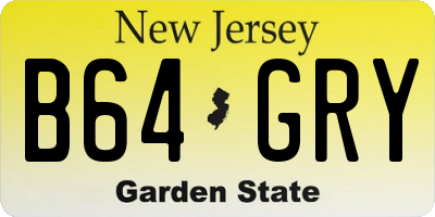 NJ license plate B64GRY
