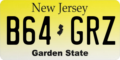 NJ license plate B64GRZ