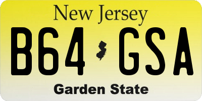 NJ license plate B64GSA