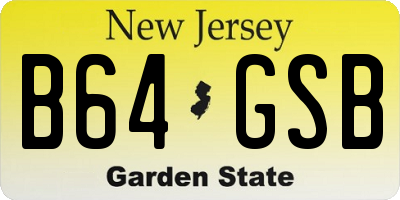 NJ license plate B64GSB