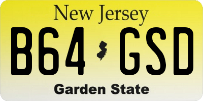 NJ license plate B64GSD