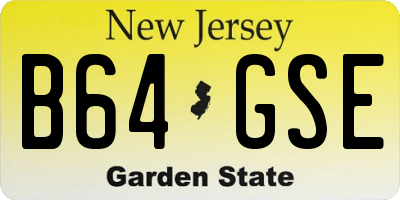 NJ license plate B64GSE