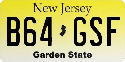 NJ license plate B64GSF