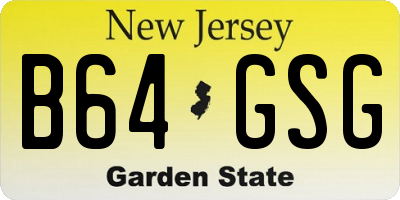 NJ license plate B64GSG