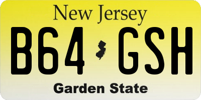 NJ license plate B64GSH