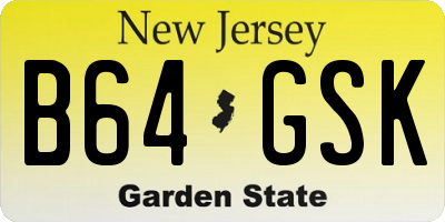 NJ license plate B64GSK