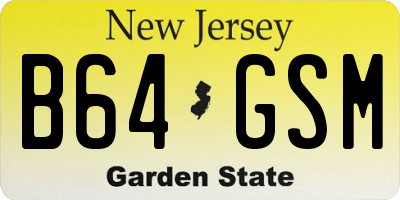 NJ license plate B64GSM