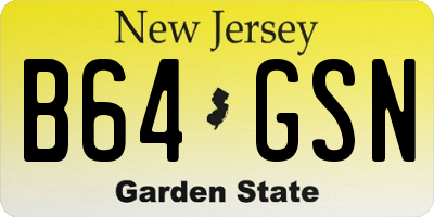 NJ license plate B64GSN