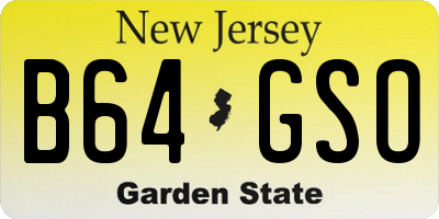NJ license plate B64GSO