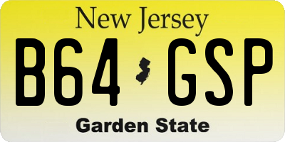 NJ license plate B64GSP