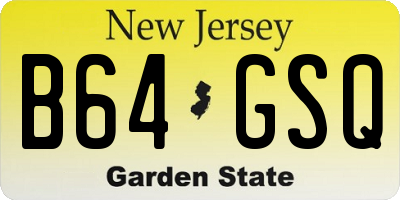 NJ license plate B64GSQ