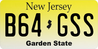 NJ license plate B64GSS