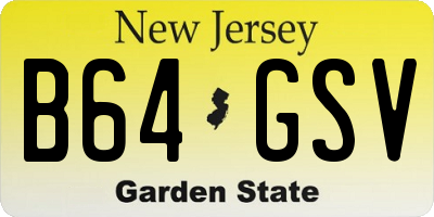 NJ license plate B64GSV
