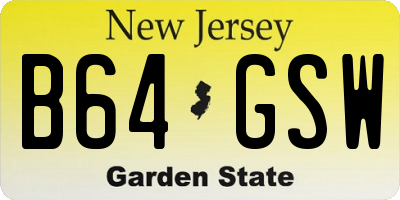 NJ license plate B64GSW