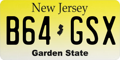 NJ license plate B64GSX