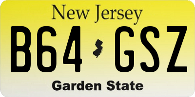NJ license plate B64GSZ