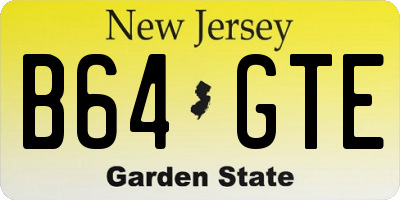 NJ license plate B64GTE