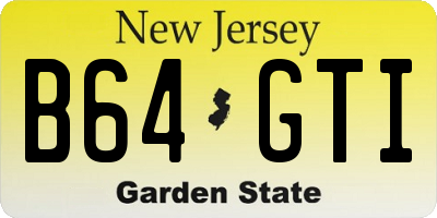 NJ license plate B64GTI