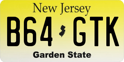 NJ license plate B64GTK