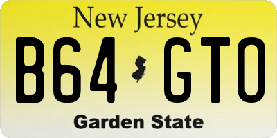 NJ license plate B64GTO
