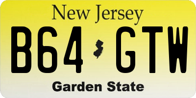 NJ license plate B64GTW
