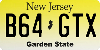 NJ license plate B64GTX