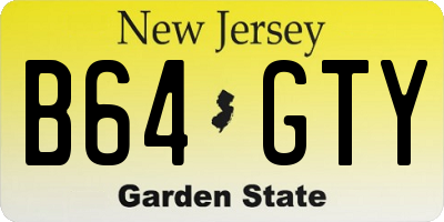 NJ license plate B64GTY