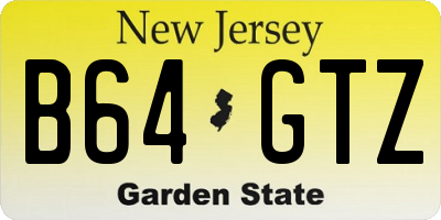 NJ license plate B64GTZ