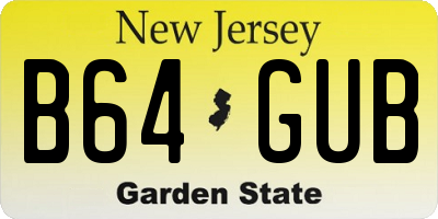 NJ license plate B64GUB