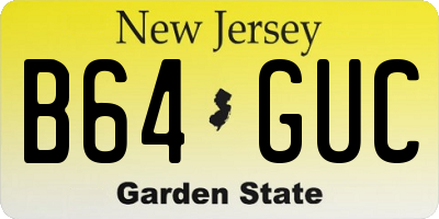 NJ license plate B64GUC