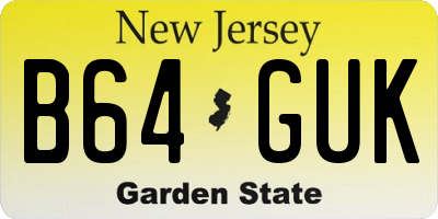 NJ license plate B64GUK