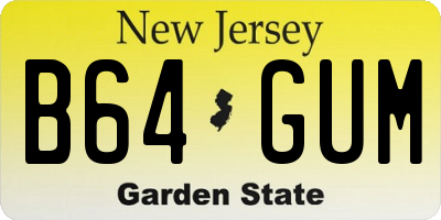 NJ license plate B64GUM