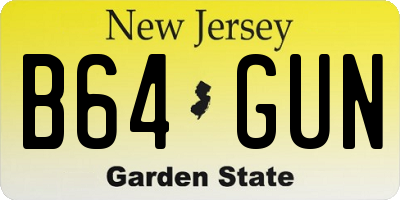 NJ license plate B64GUN