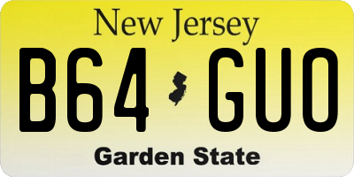 NJ license plate B64GUO