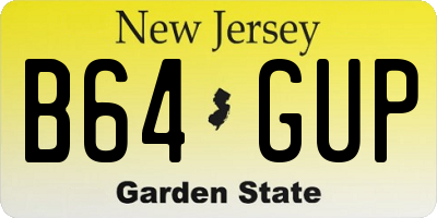 NJ license plate B64GUP